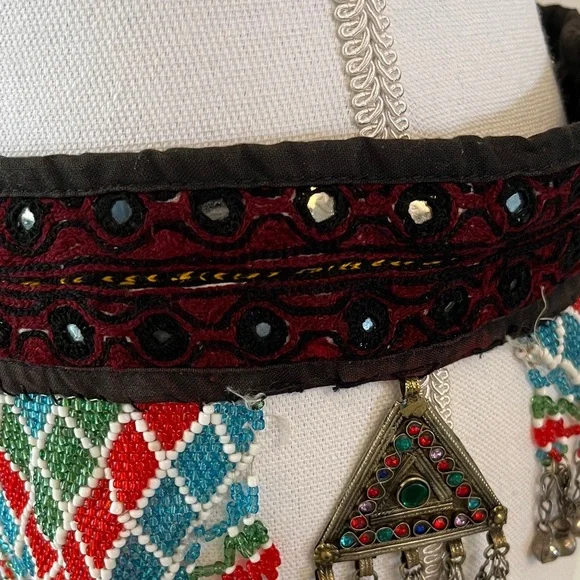 Bohemian Mirror Beaded Belt with Bells and Tassels Tribal Bellydance - Picture 4 of 9